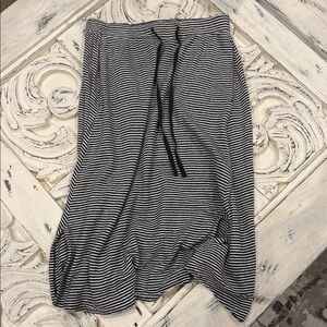 EILEEN FISHER 100% Linen Stripe Midi Skirt Womens XS pull on coastal Nautical